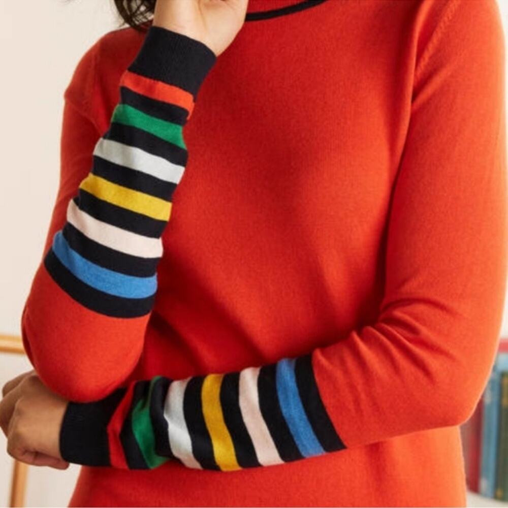 Boden Rainbow Stripe Alba Sweater Dress Red Orange US sz 4 - Picture 2 of 10
